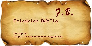 Friedrich Béla névjegykártya